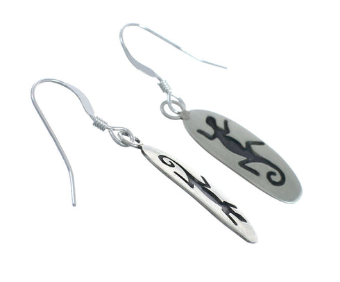 Sterling Silver Lizard Navajo Hook Dangle Earrings X10056